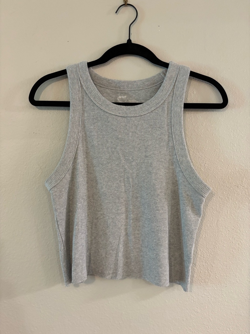 aerie free spirited Gray Ribbed Tank
